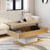Table de salon relevable bois et blanc