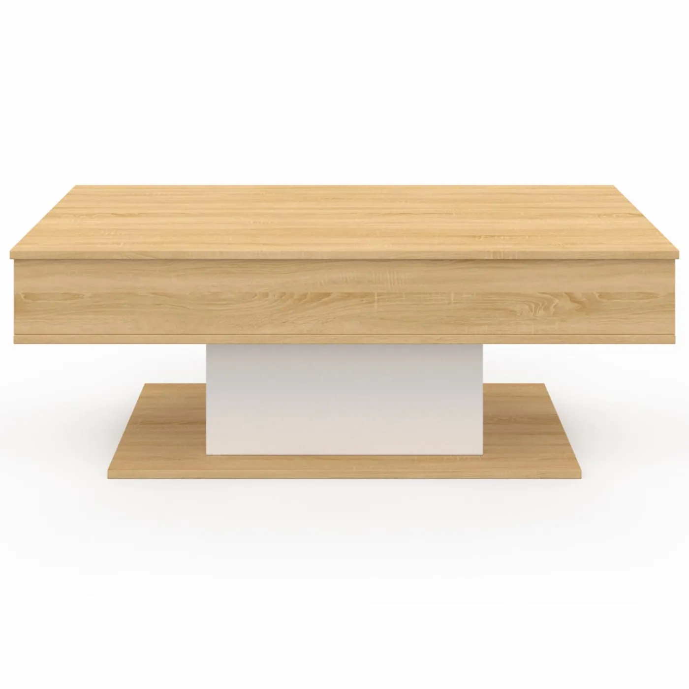 Table de salon relevable bois et blanc