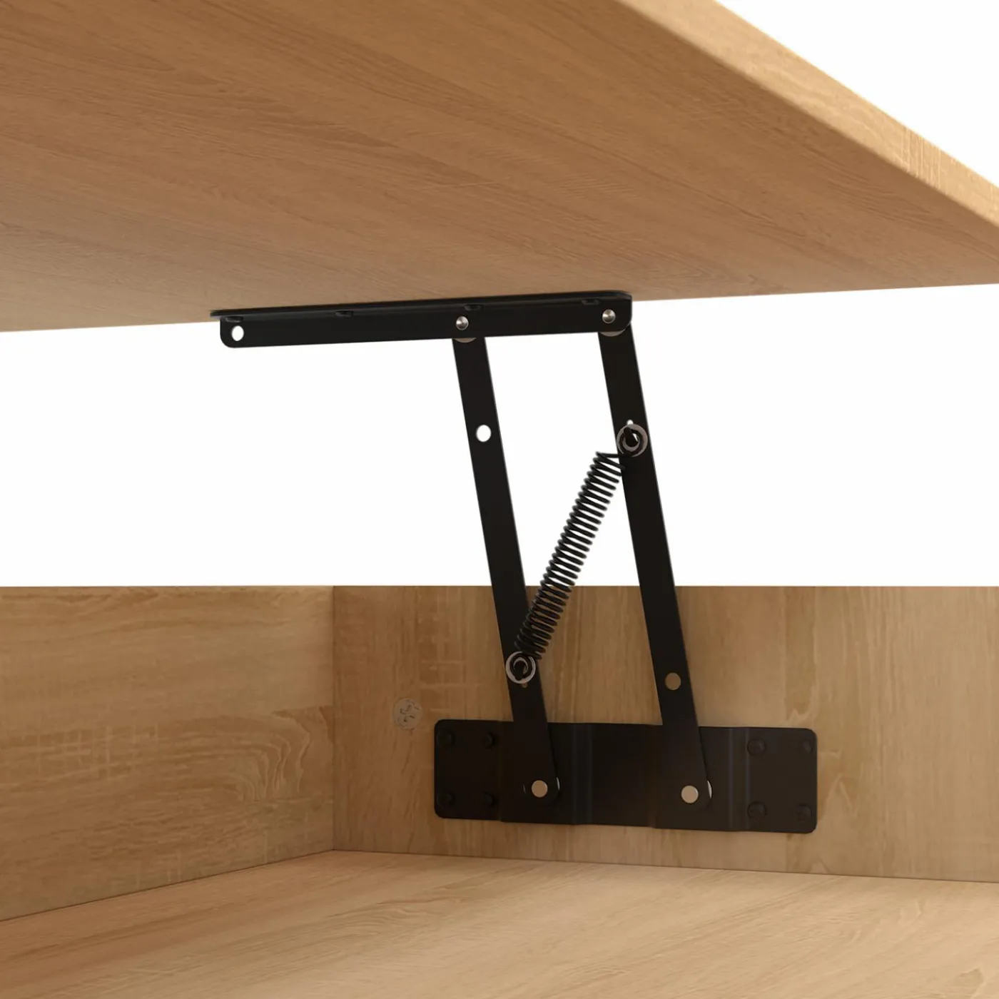 Table de salon relevable bois et blanc