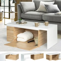 Table de salon rotative avec coffre de rangement