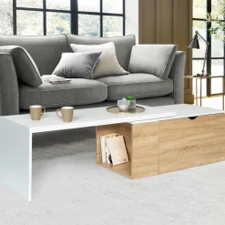 Table de salon rotative avec coffre de rangement
