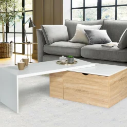 Table de salon rotative avec coffre de rangement