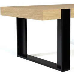 Table de salon style industriel bois et noir
