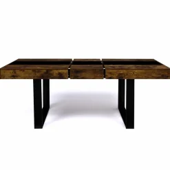 Table extensible 6 à 10 personnes bois effet vieilli et noir