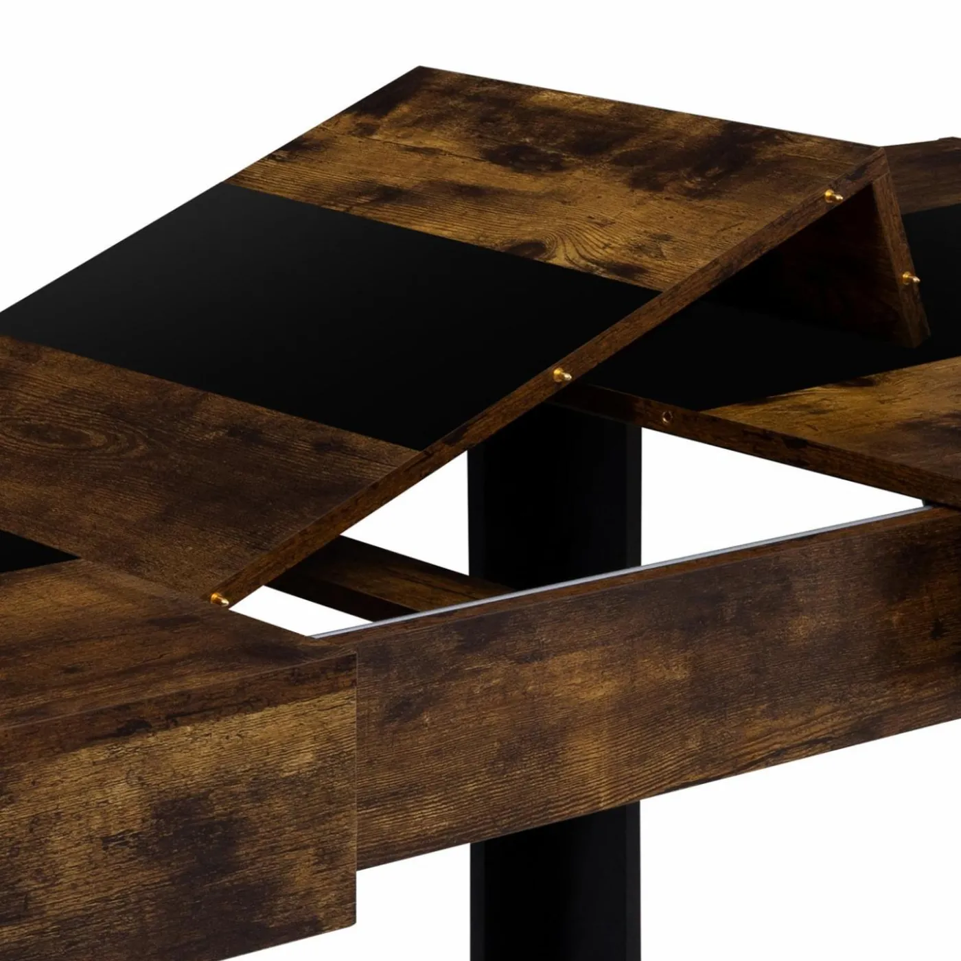Table extensible 6 à 10 personnes bois effet vieilli et noir
