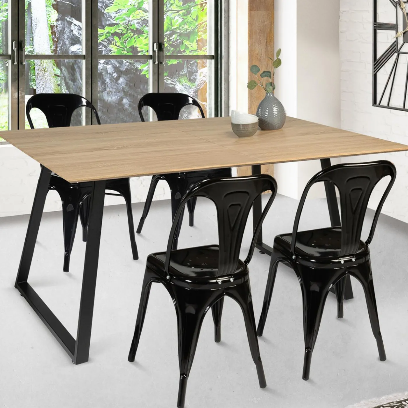 Table extensible moderne bois et métal