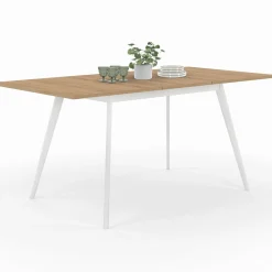 Table extensible scandinave bois et pieds blancs
