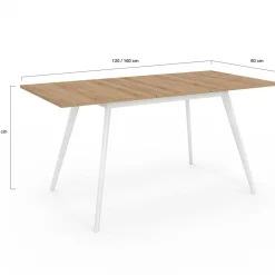 Table extensible scandinave bois et pieds blancs