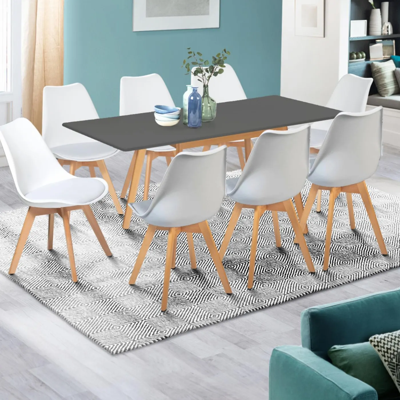 Table extensible scandinave grise anthracite