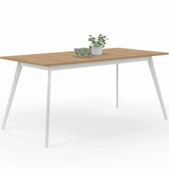 Table extensible scandinave plateau bois pieds blancs 160-200cm