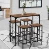 Table haute avec 4 tabourets bois effet vieilli