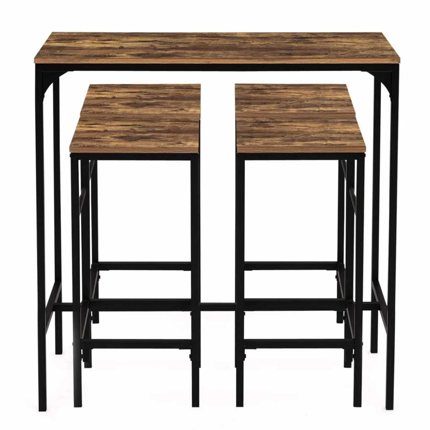 Table haute avec 4 tabourets bois effet vieilli