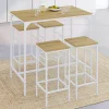 Table haute avec 4 tabourets métal blanc et bois style industriel