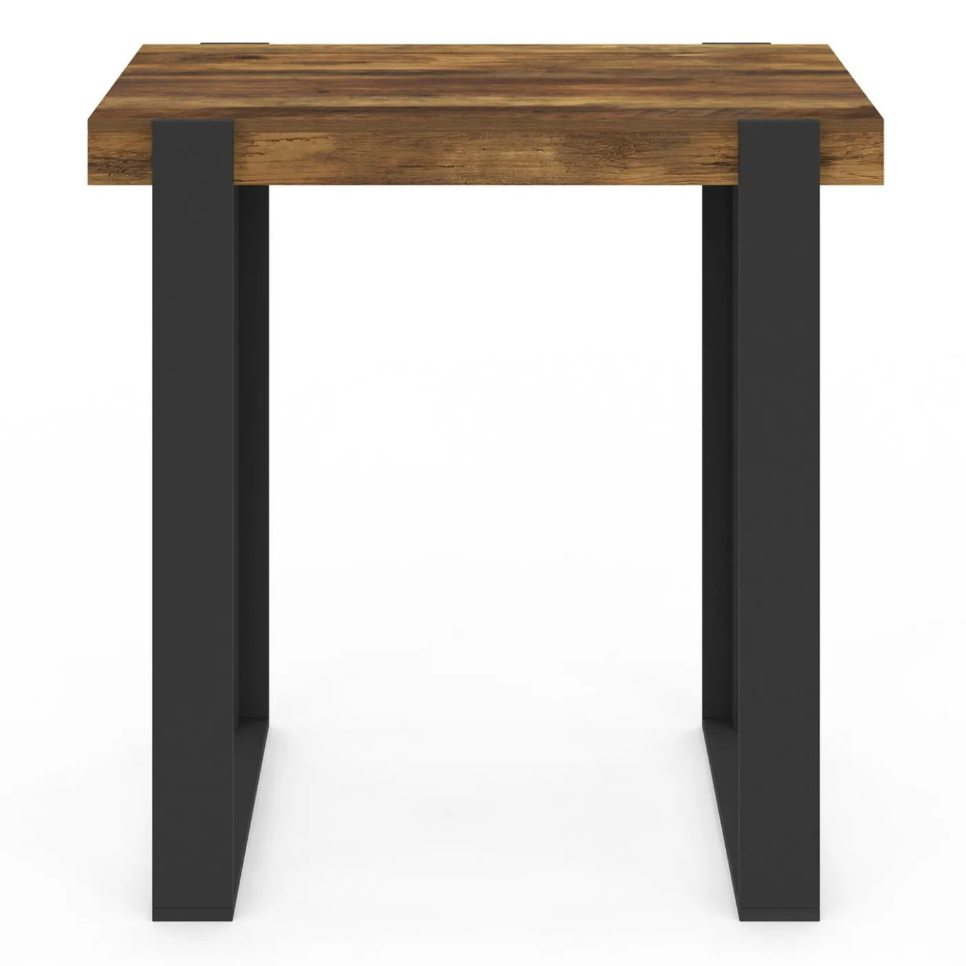 Table haute de bar bois foncé effet vieilli et noir 113 cm