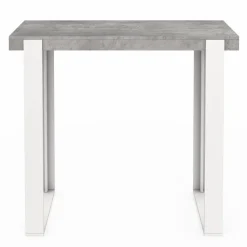 Table haute de bar effet béton et blanc 113 cm