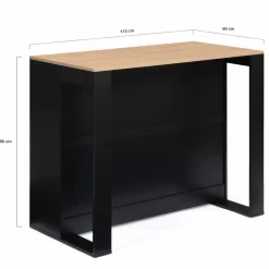 Table haute îlot de cuisine noir et bois