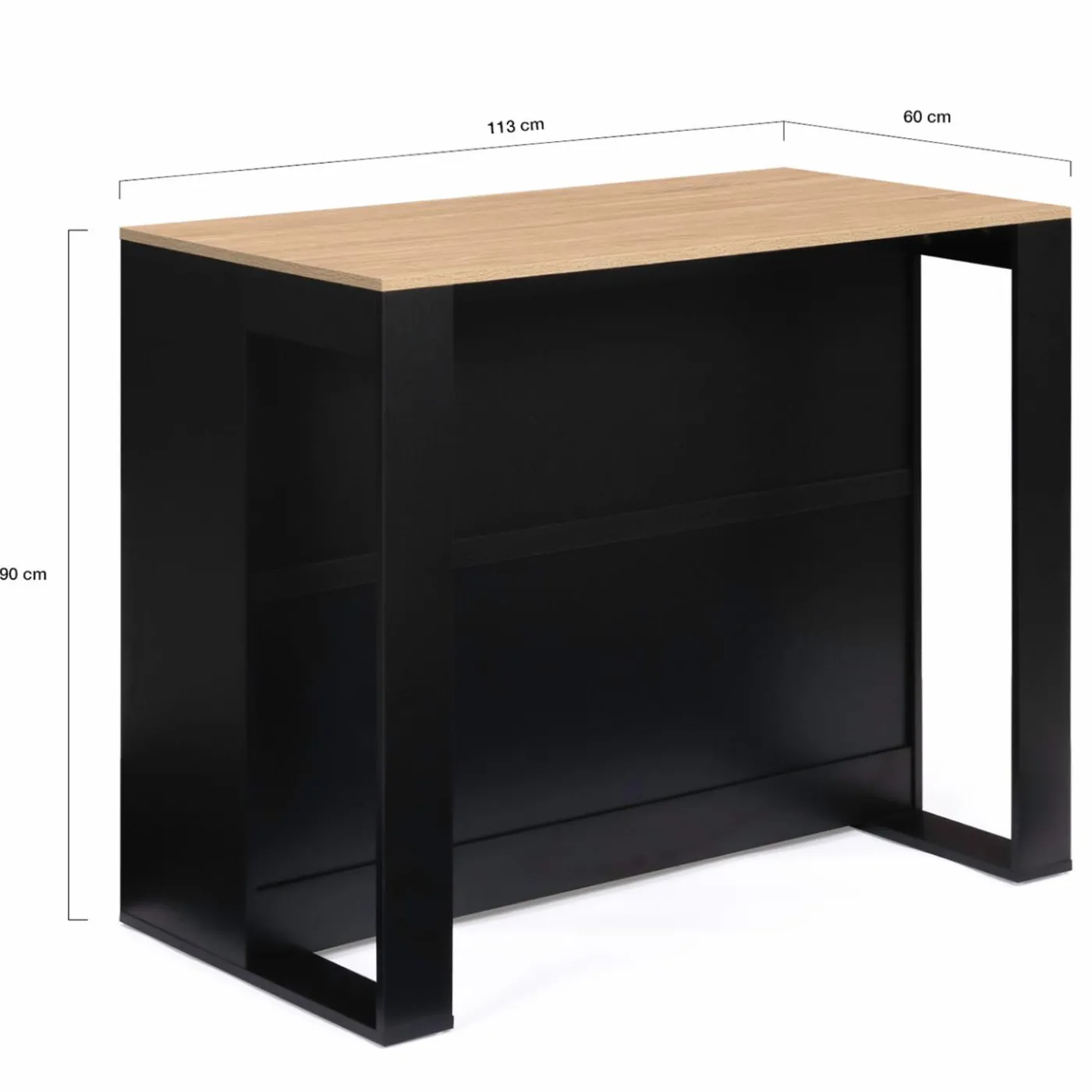Table haute îlot de cuisine noir et bois