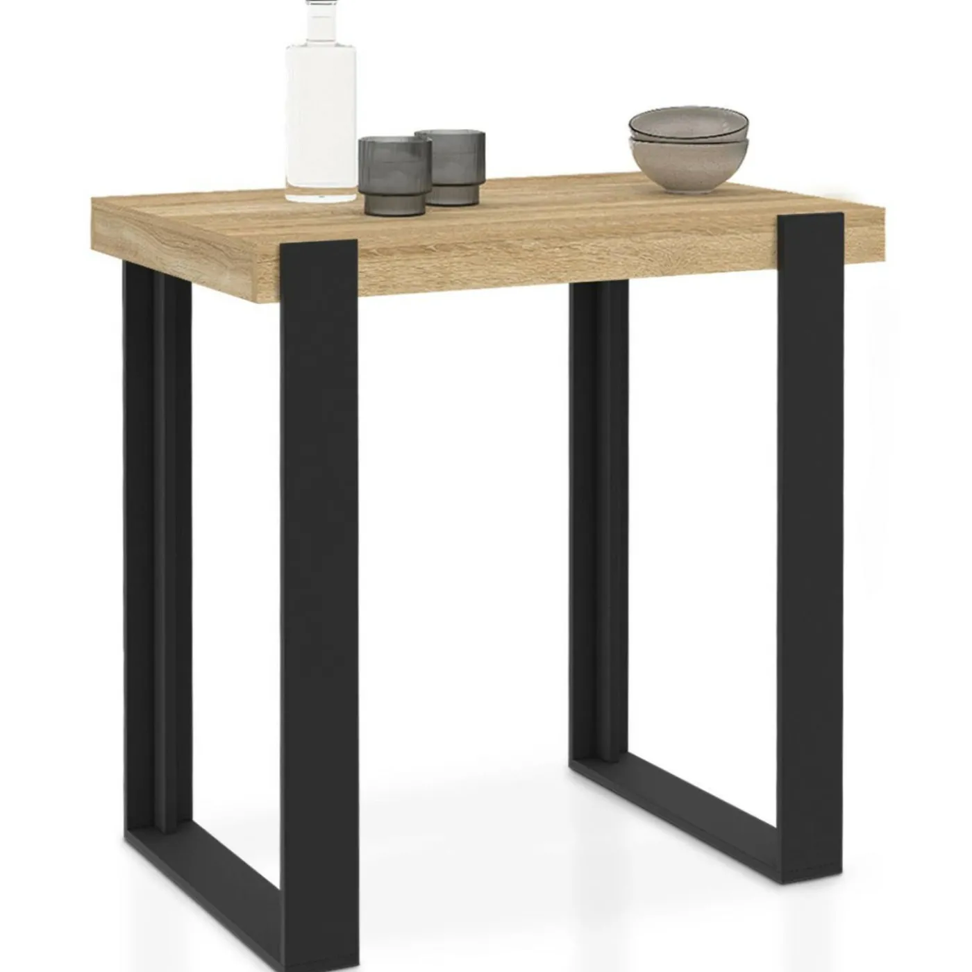 Table haute mange debout noir et bois 113 cm