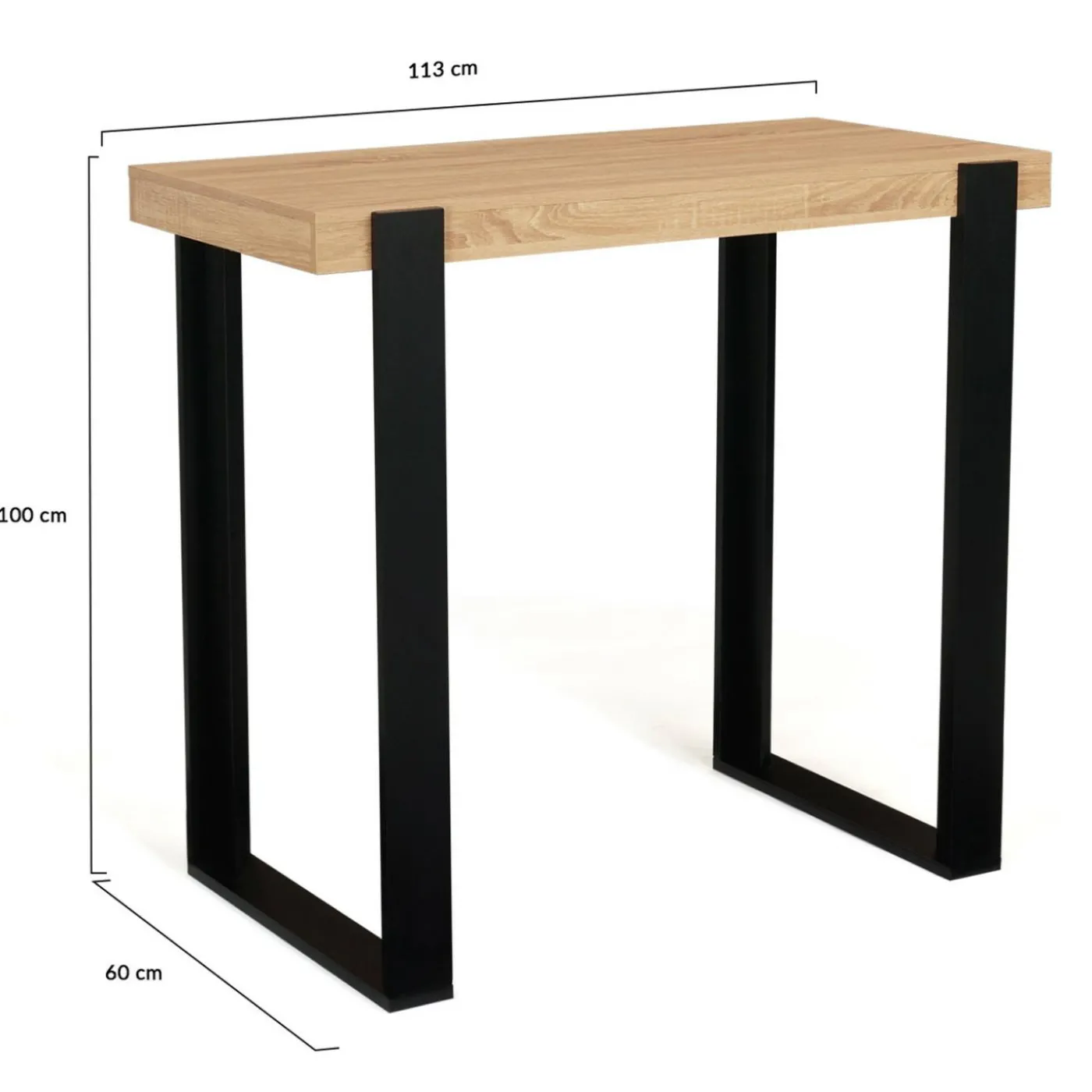 Table haute mange debout noir et bois 113 cm