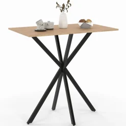 Table haute mange debout recangulaire bois et métal noir pied araignée 100 cm