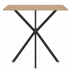 Table haute mange debout recangulaire bois et métal noir pied araignée 100 cm