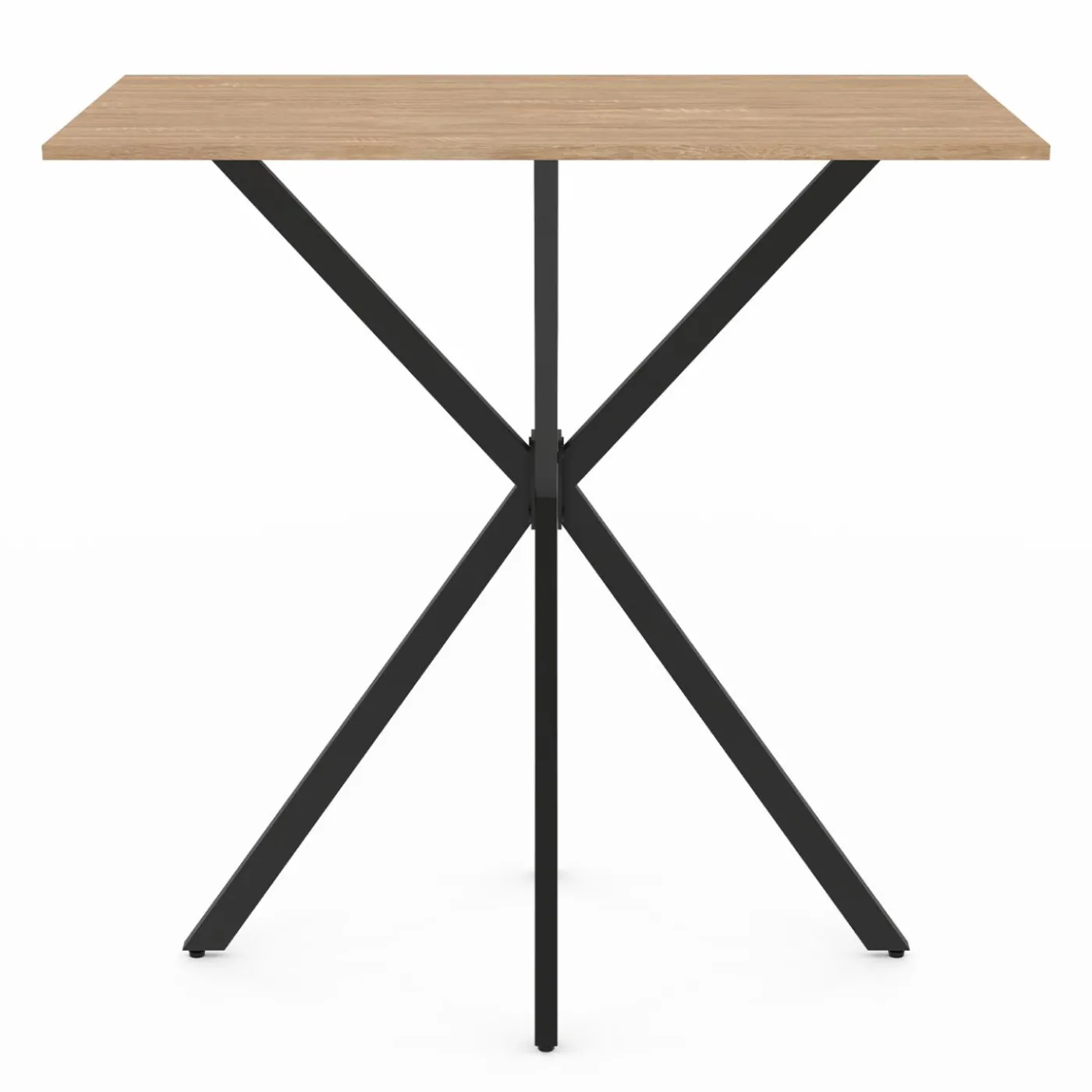 Table haute mange debout recangulaire bois et métal noir pied araignée 100 cm