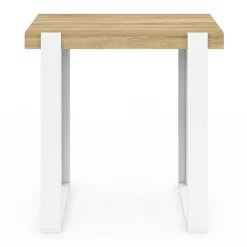 Table haute mange-debout blanc et bois 90 cm