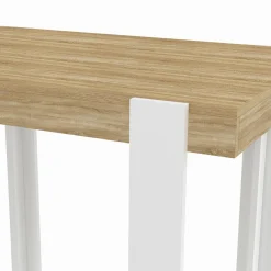 Table haute mange-debout blanc et bois 90 cm