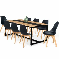 Table industrielle bois et métal 8 personnes 180 cm