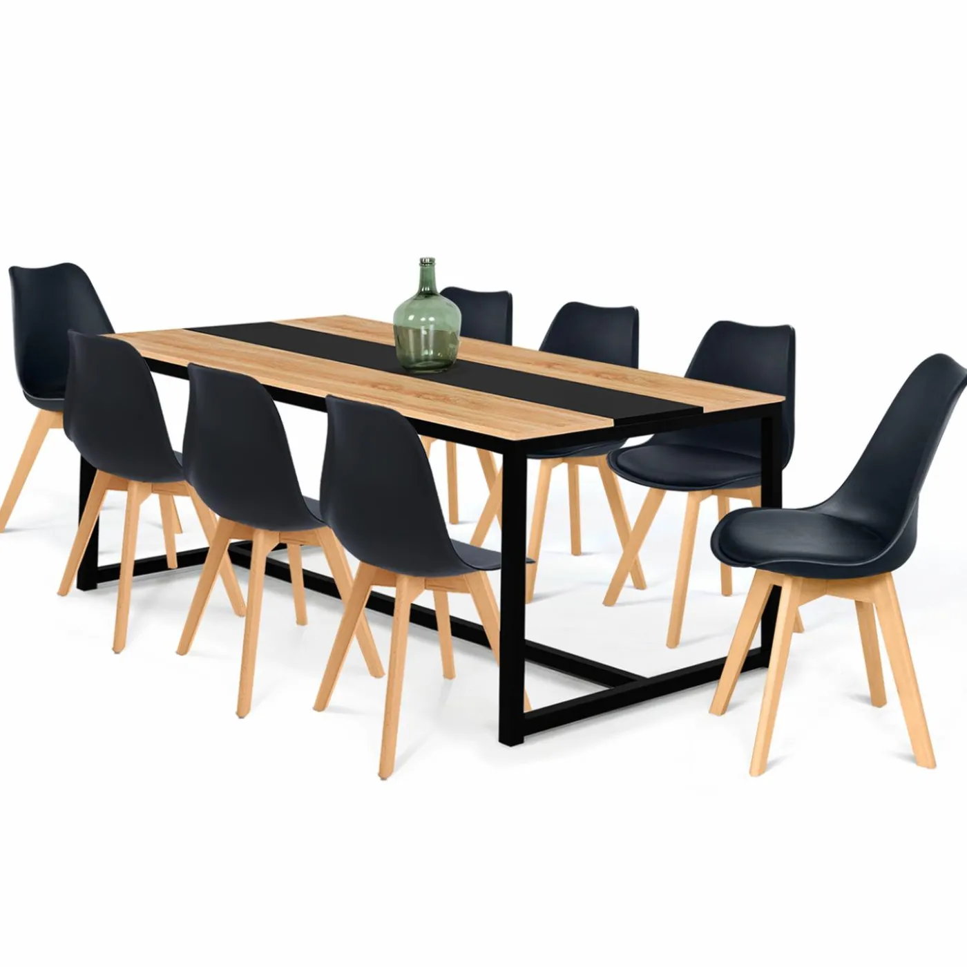 Table industrielle bois et métal 8 personnes 180 cm