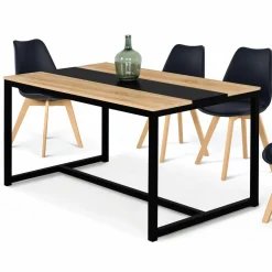 Table industrielle bois et métal 6 personnes 120 cm