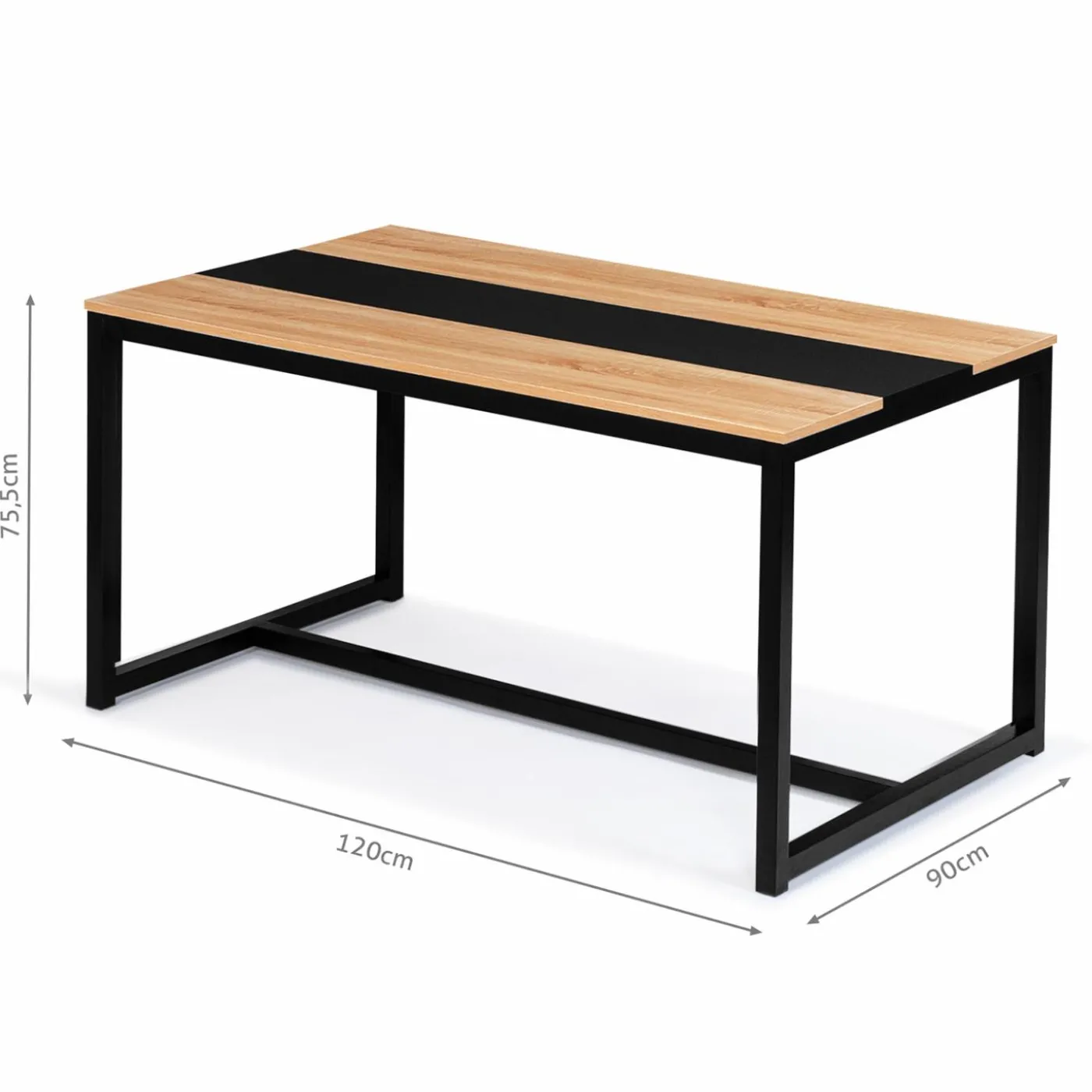 Table industrielle bois et métal 6 personnes 120 cm