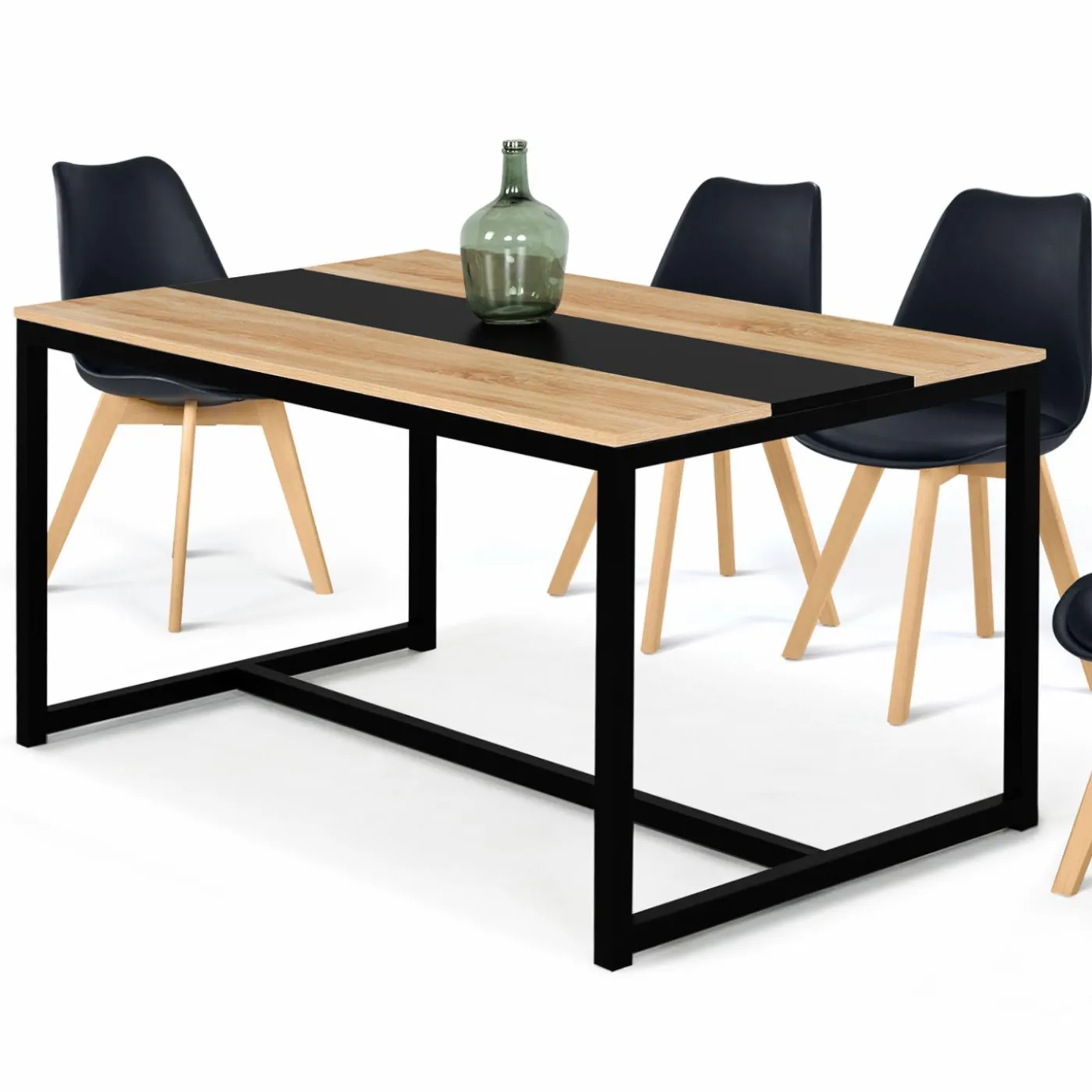 Table industrielle bois et métal 8 personnes 150 cm