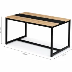 Table industrielle bois et métal 8 personnes 150 cm