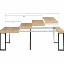 Table industrielle extensible 10 personnes 235 cm