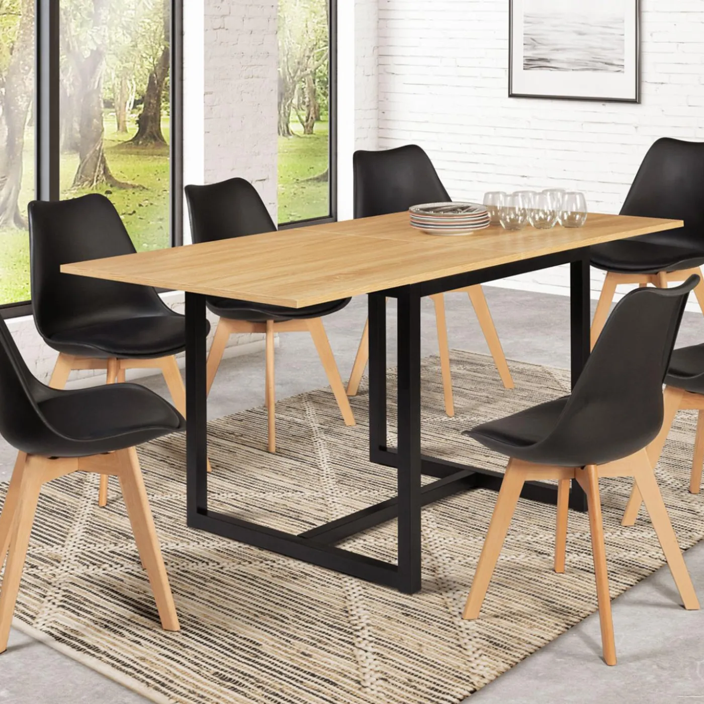 Table industrielle extensible 6-8 personnes 160 cm