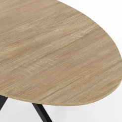 Table industrielle 8 personnes ovale bois et pied araignée noir 150 cm