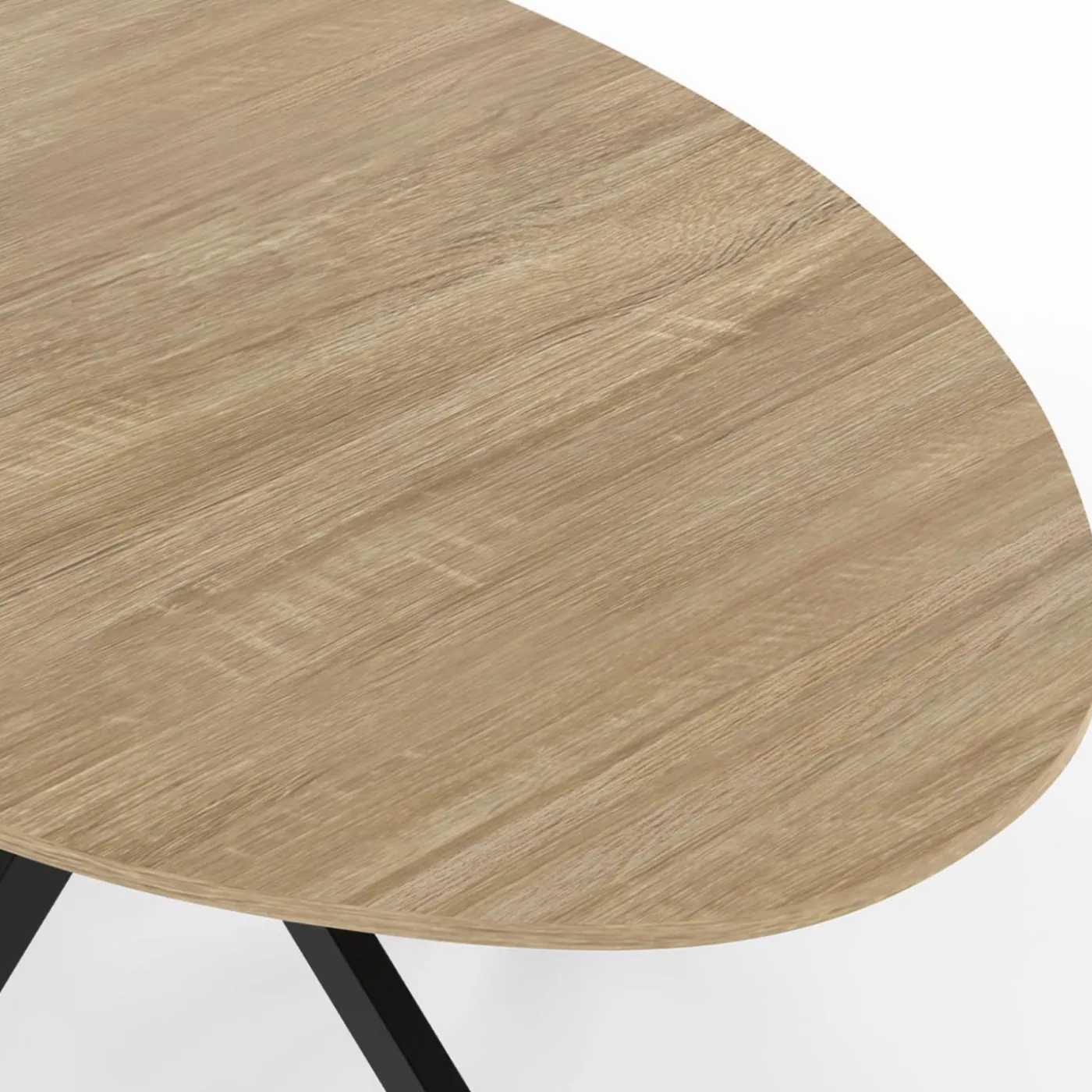 Table industrielle 8 personnes ovale bois et pied araignée noir 150 cm