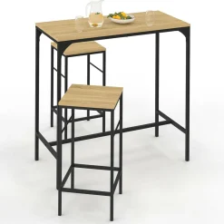 Table mange-debout style industriel avec 2 tabourets