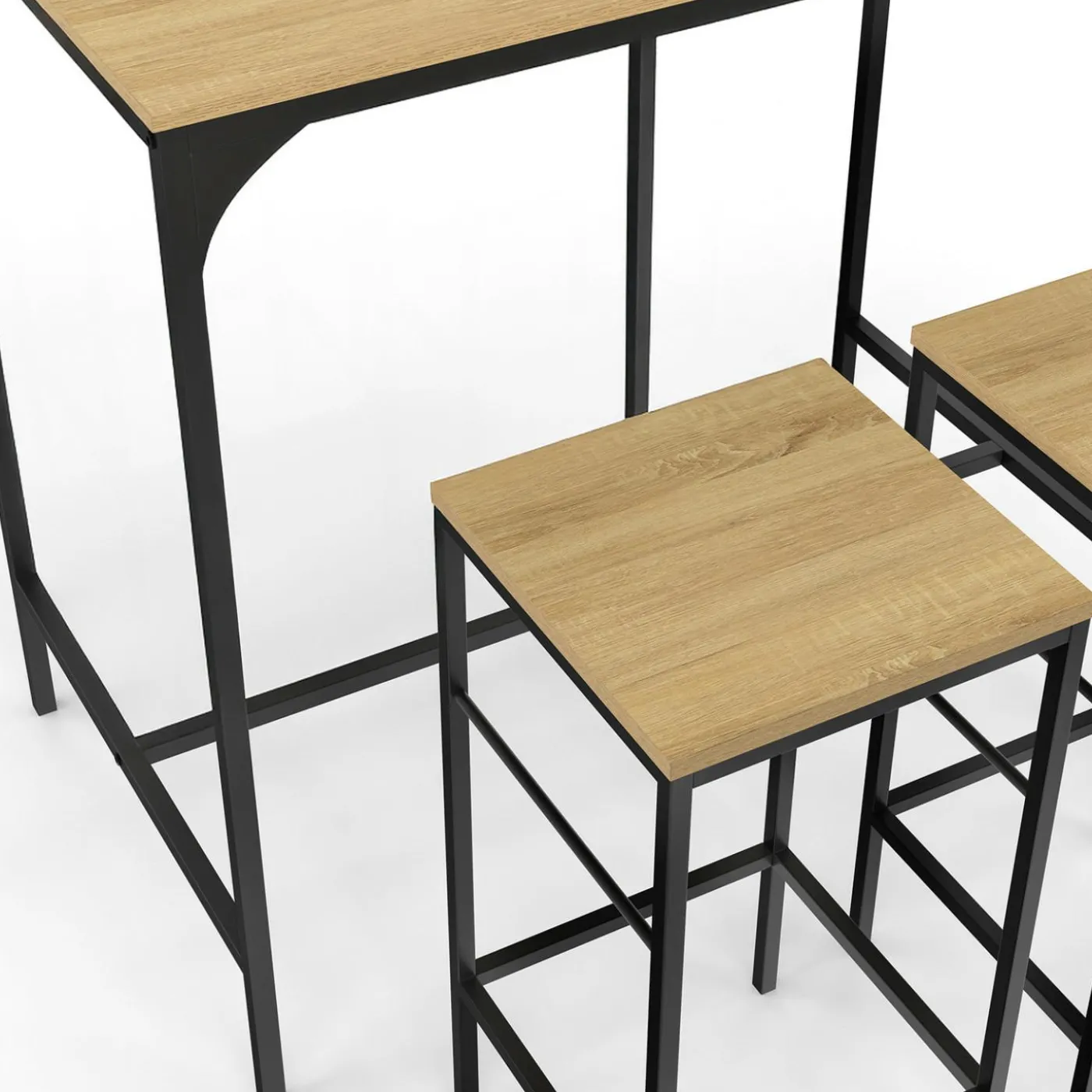 Table mange-debout style industriel avec 2 tabourets