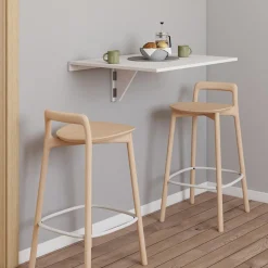 Table murale rabattable bois blanc 2 personnes L.70cm
