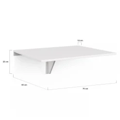 Table murale rabattable bois blanc 2 personnes L.70cm
