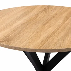 Table pied araignée ronde bois et métal noir 80 cm