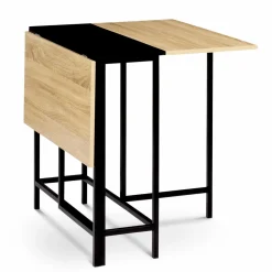 Table pliante industrielle bois et métal noir 2-4 personnes