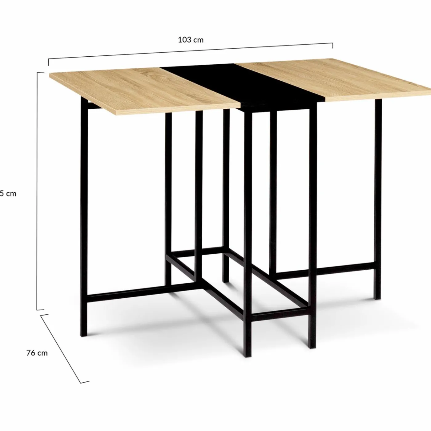 Table pliante industrielle bois et métal noir 2-4 personnes