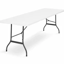 Table pliante portable blanche 1m80 et 2 bancs pliables