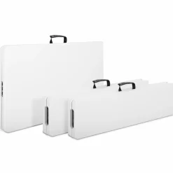 Table pliante portable blanche 1m80 et 2 bancs pliables