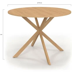 Table ronde 6 personnes bois effet hêtre 6 personnes 110 cm pied araignée