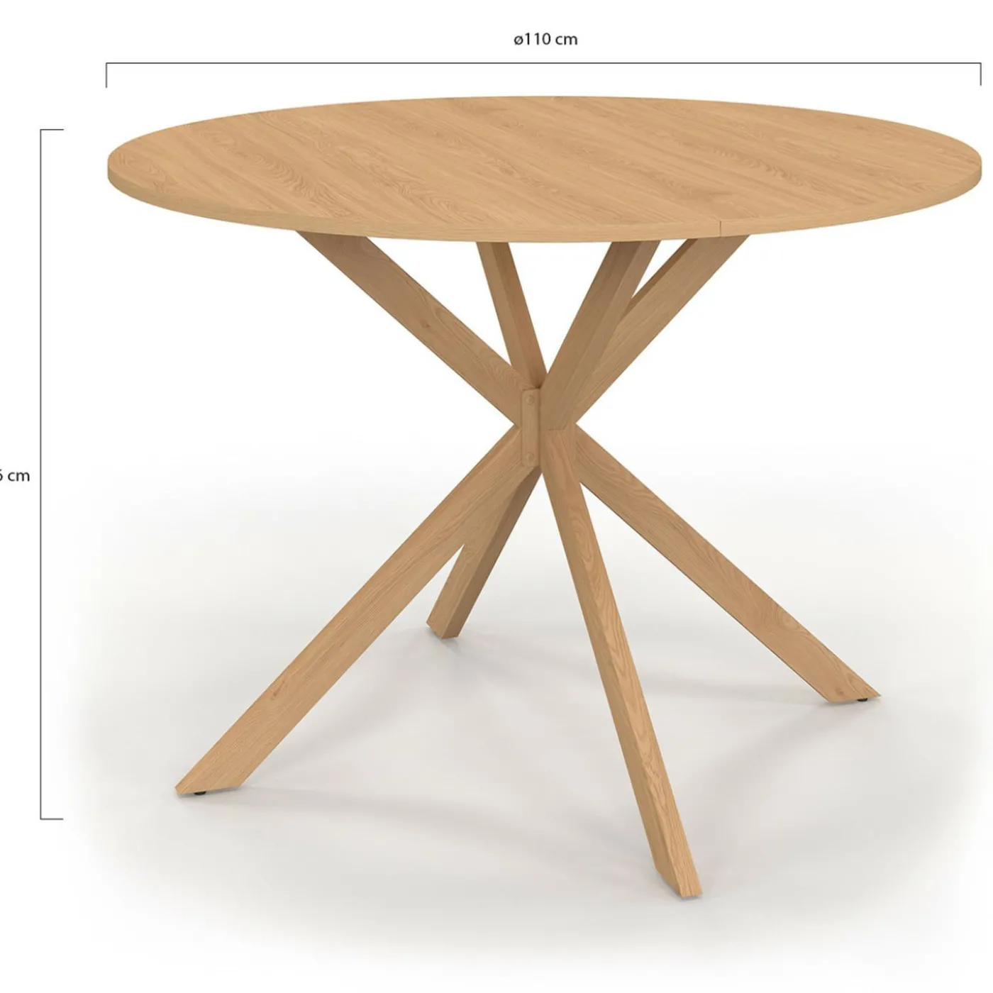 Table ronde 6 personnes bois effet hêtre 6 personnes 110 cm pied araignée