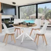 Table ronde bois et blanche 6 personnes industrielle